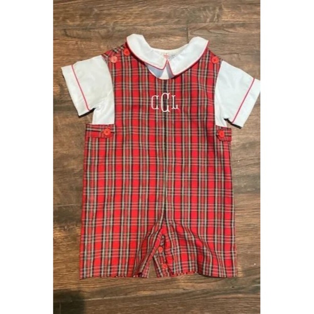 Orient Expressed monogrammed cCl Christmas romper set